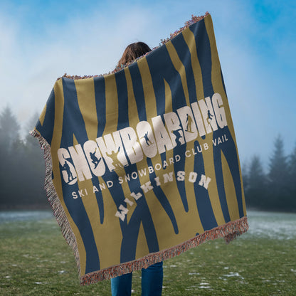 Personalized Snowboarding Woven Blanket Throw – Custom Snowboarder Gift