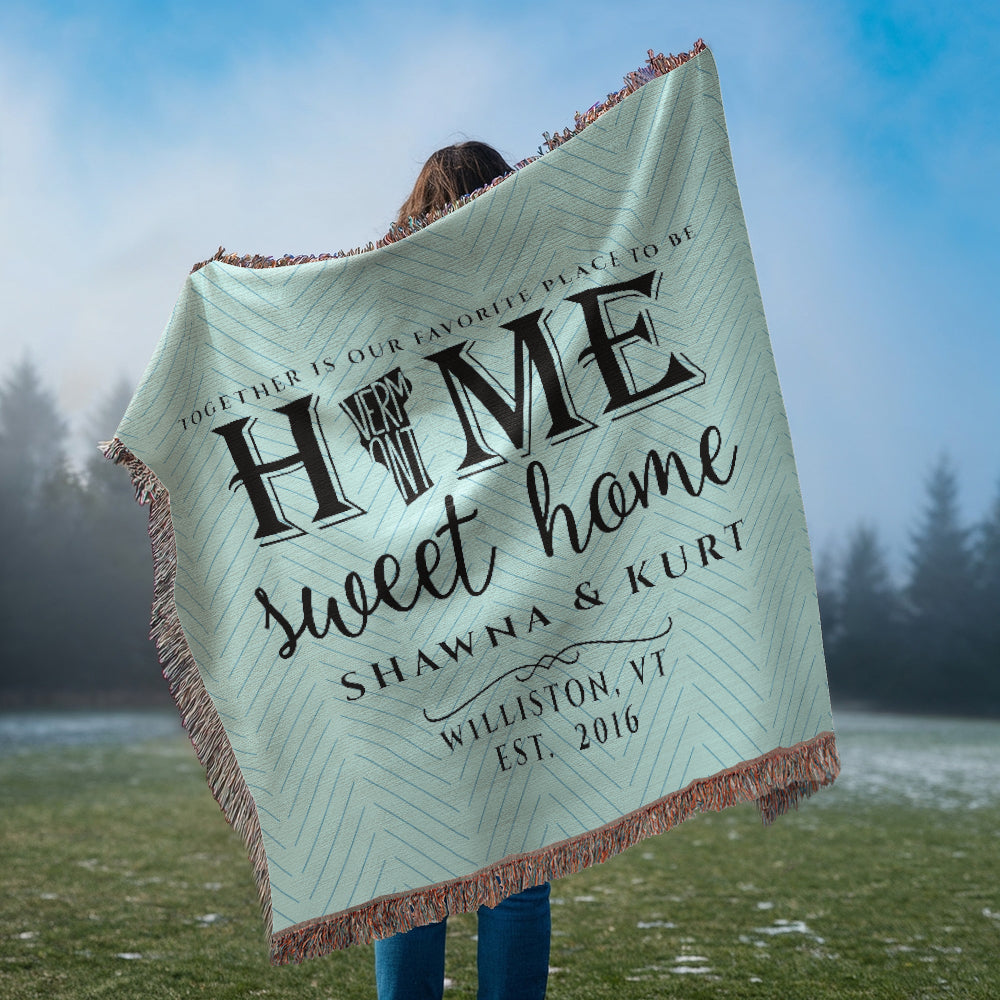 Personalized Vermont State Woven Blanket – Custom Gift for Couples