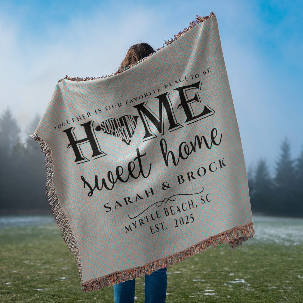 Personalized South Carolina State Woven Blanket – Custom Home Gift for Couples