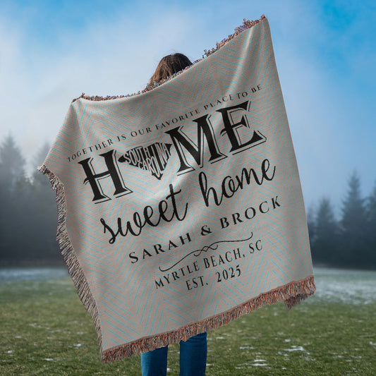 Personalized South Carolina State Woven Blanket – Custom Home Gift for Couples