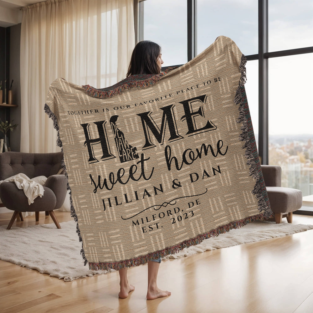 Personalized Delaware Woven Blanket – Custom Home State Throw with Name & Location