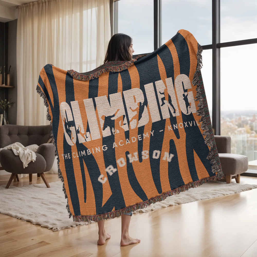 Personalized Climbing Woven Blanket Throw – Custom Rock Climber Gift