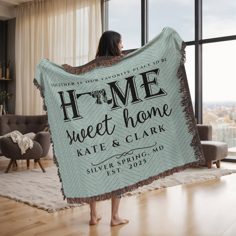 Personalized Maryland Woven Blanket – Custom Home State Throw with Name & Location