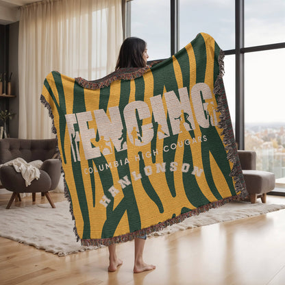 Personalized Fencing Woven Blanket Throw – Custom Fencer Athlete Gift