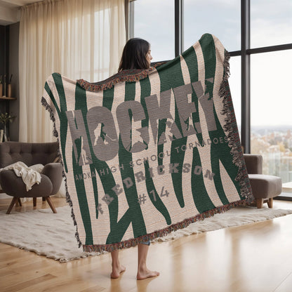 Personalized Hockey Player Woven Blanket Throw – Custom Athlete Gift
