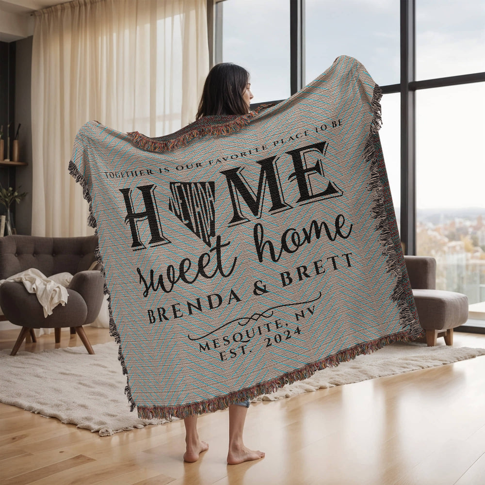 Personalized Nevada State Woven Blanket – Custom Home Gift for Couples