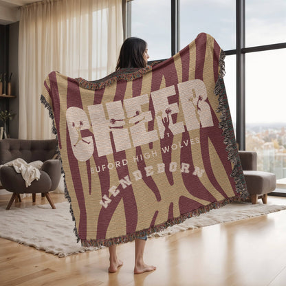 Personalized Cheer Team Woven Blanket Throw – Custom Cheerleader Gift