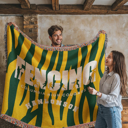 Personalized Fencing Woven Blanket Throw – Custom Fencer Athlete Gift