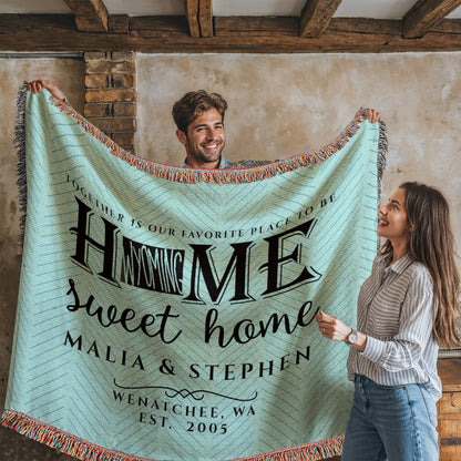 Personalized Washington State Woven Blanket – Custom Home Throw for Couples