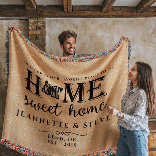 Personalized Oregon State Woven Blanket – Custom Home Gift for Couples
