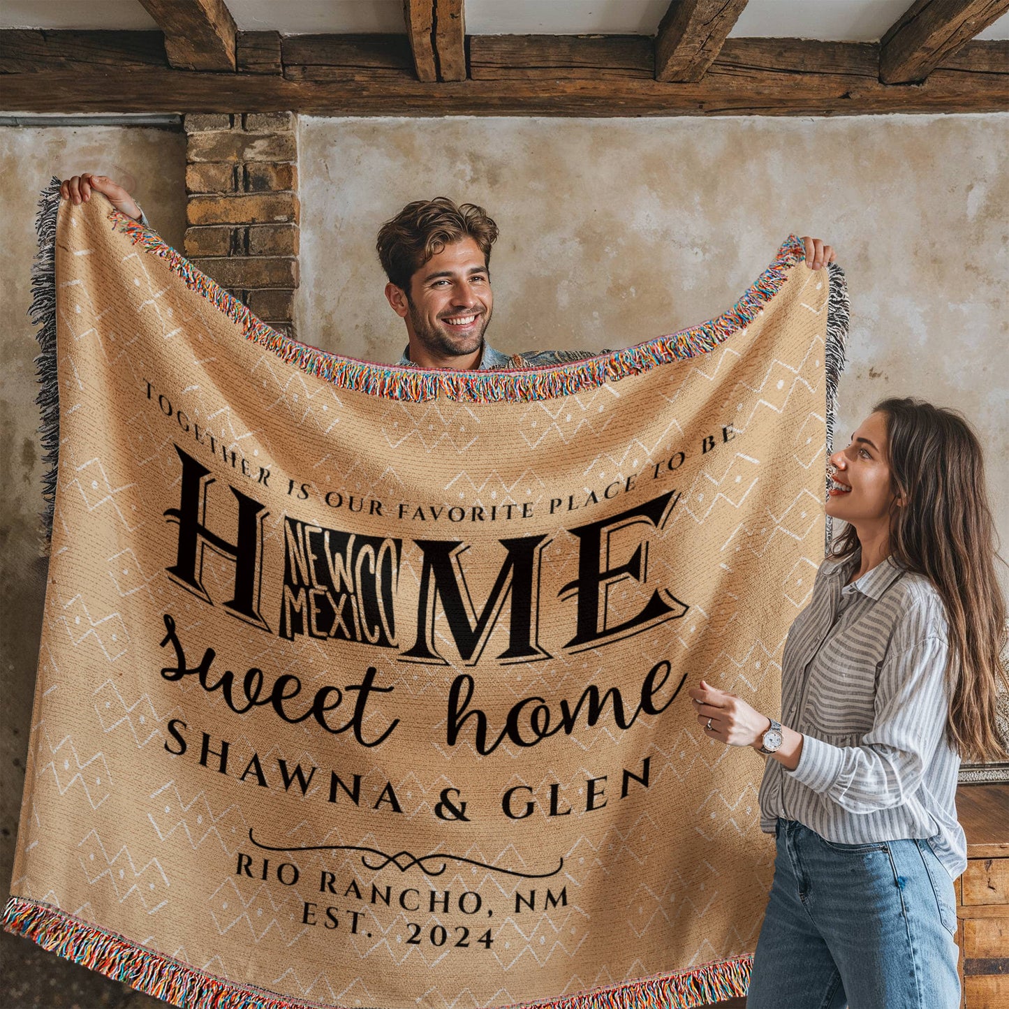 Personalized New Mexico State Woven Blanket – Custom Home Gift for Couples