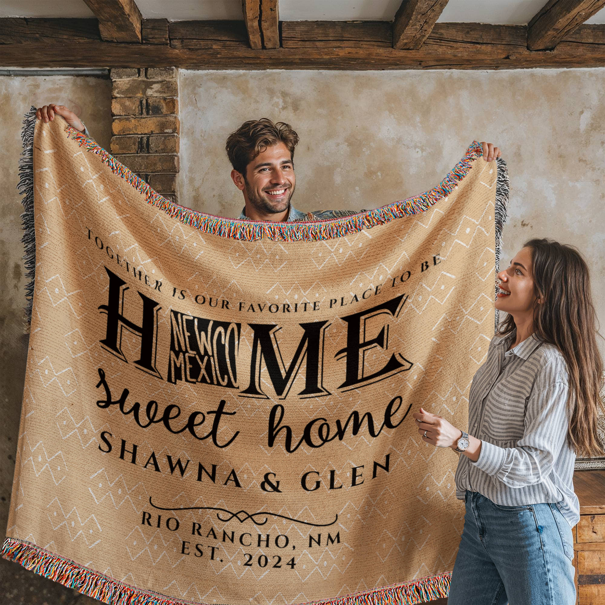 Personalized New Mexico State Woven Blanket – Custom Home Gift for Couples