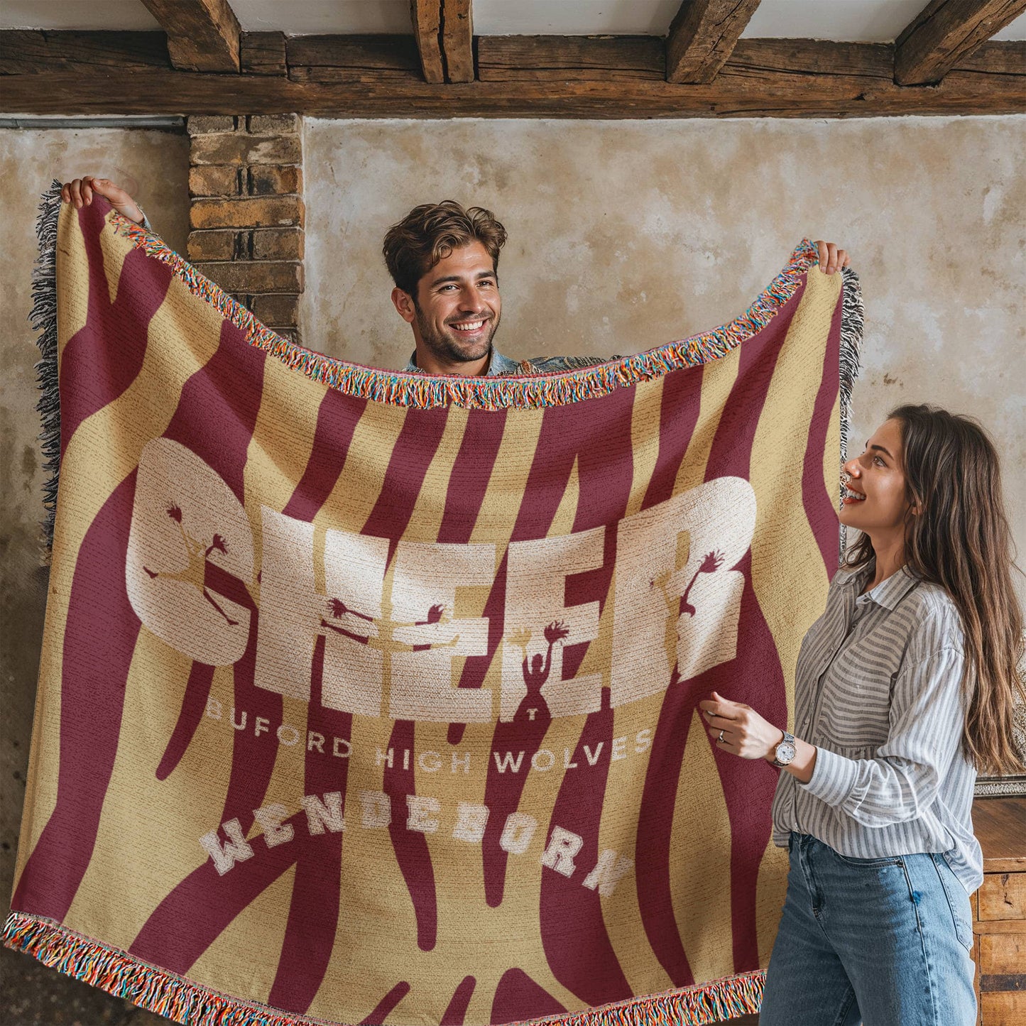 Personalized Cheer Team Woven Blanket Throw – Custom Cheerleader Gift