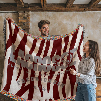 Personalized Lacrosse Player Woven Blanket Throw – Custom Athlete Gift