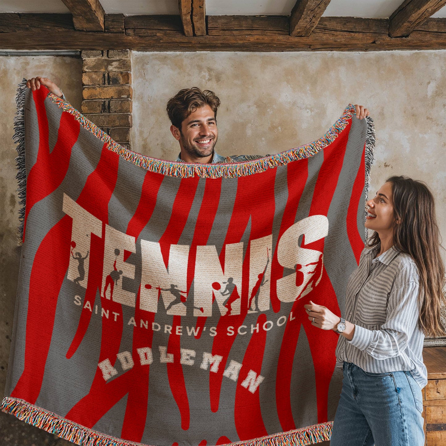 Personalized Tennis Woven Blanket Throw – Custom Athlete Gift