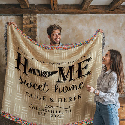 Personalized Tennessee State Woven Blanket – Custom Home Gift for Couples