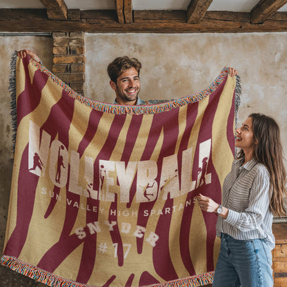 Personalized Volleyball Player Woven Blanket Throw – Custom Athlete Gift