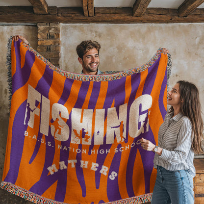 Personalized Fishing Woven Blanket Throw – Custom Outdoor Fisherman Gift