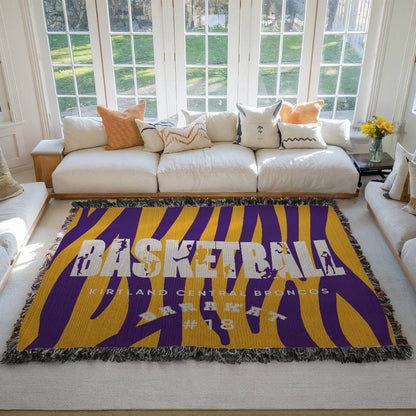 Personalized Basketball Player Woven Blanket Throw – Custom Athlete Gift