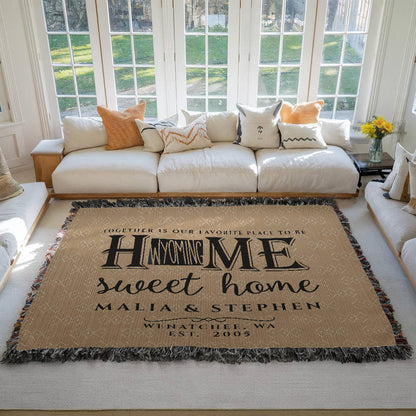 Personalized Washington State Woven Blanket – Custom Home Throw for Couples