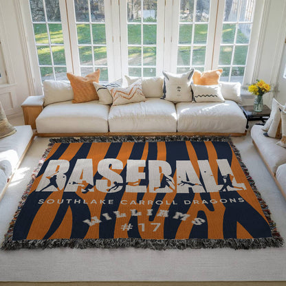 Personalized Baseball Player Woven Blanket Throw – Custom Athlete Gift