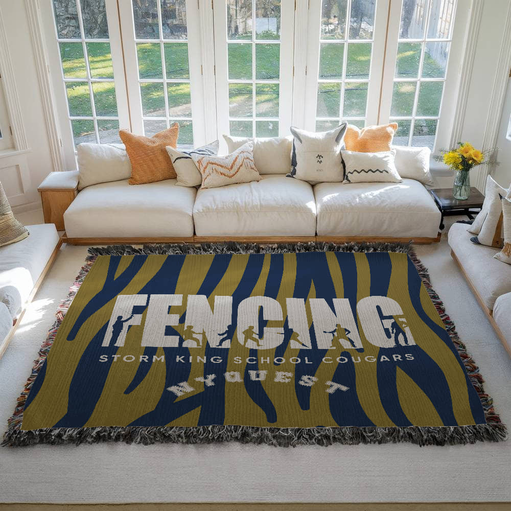 Personalized Fencing Woven Blanket Throw – Custom Fencer Athlete Gift