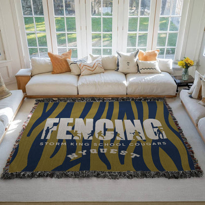 Personalized Fencing Woven Blanket Throw – Custom Fencer Athlete Gift