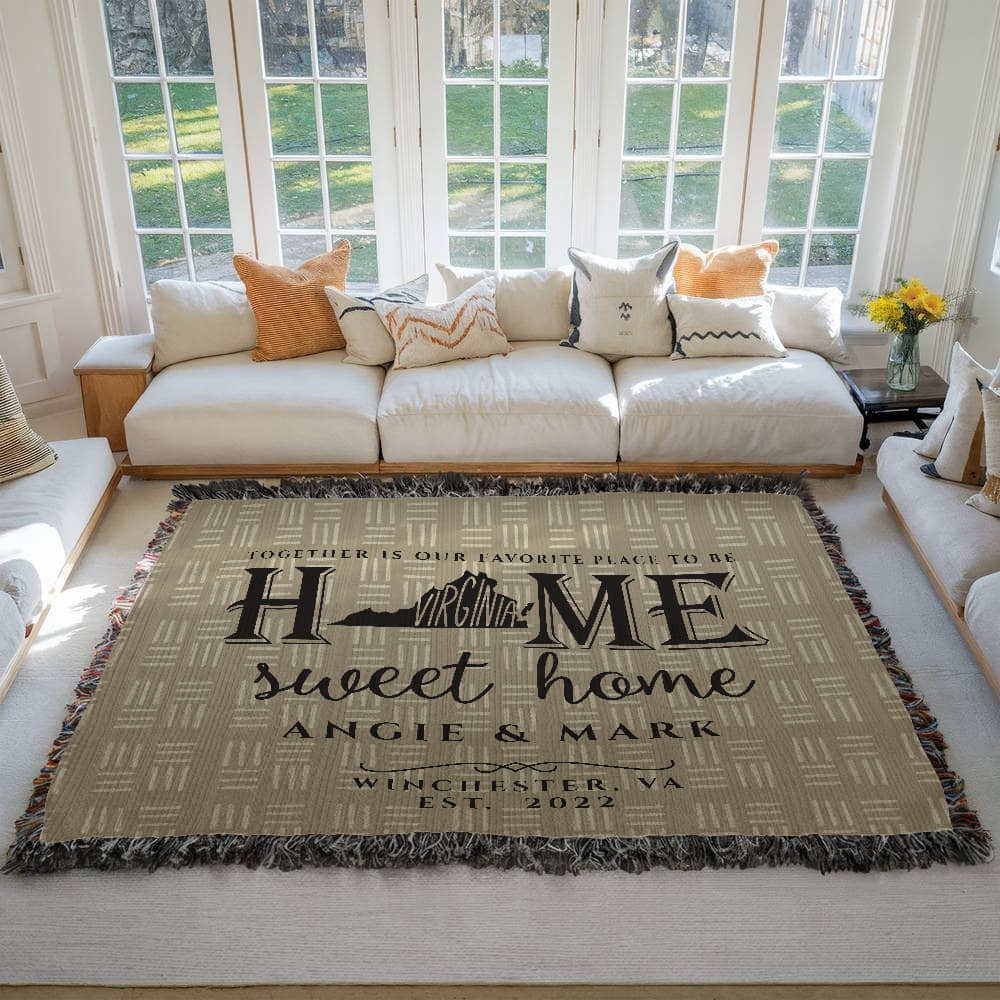 Personalized Virginia State Woven Blanket – Custom Home Throw for Couples