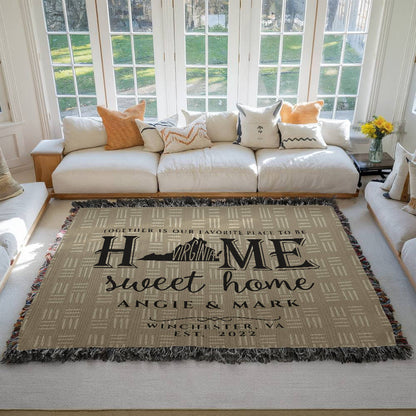 Personalized Virginia State Woven Blanket – Custom Home Throw for Couples