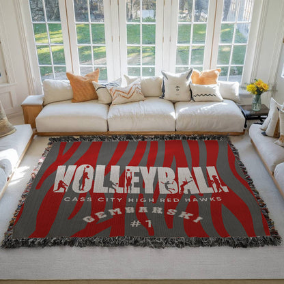 Personalized Volleyball Player Woven Blanket Throw – Custom Athlete Gift