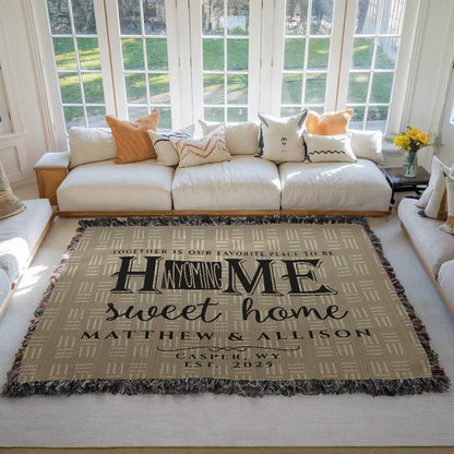 Personalized Wyoming State Woven Blanket – Custom Throw for Couples