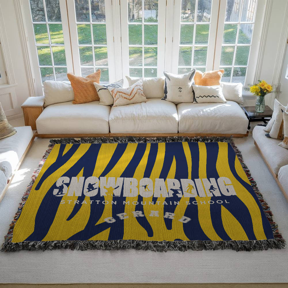 Personalized Snowboarding Woven Blanket Throw – Custom Snowboarder Gift