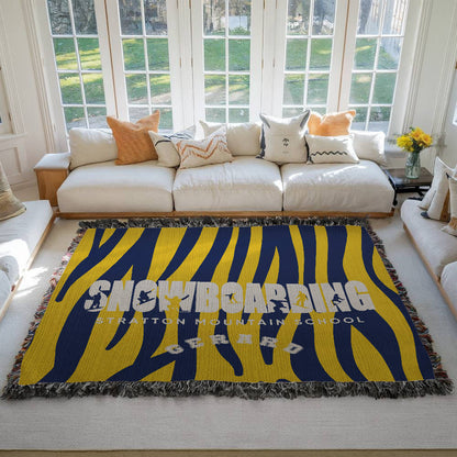Personalized Snowboarding Woven Blanket Throw – Custom Snowboarder Gift