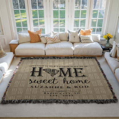 Personalized South Dakota State Woven Blanket – Custom Home Gift for Couples