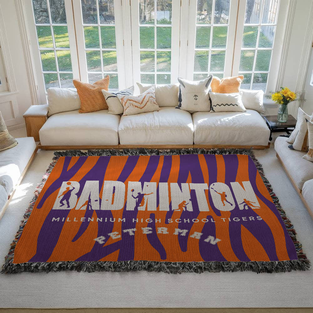 Personalized Badminton Woven Blanket Throw – Custom Badminton Player Gift