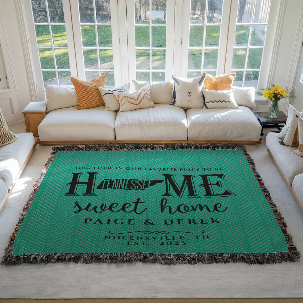 Personalized Tennessee State Woven Blanket – Custom Home Gift for Couples
