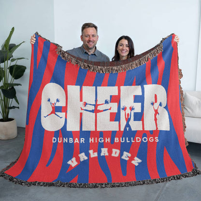 Personalized Cheer Team Woven Blanket Throw – Custom Cheerleader Gift