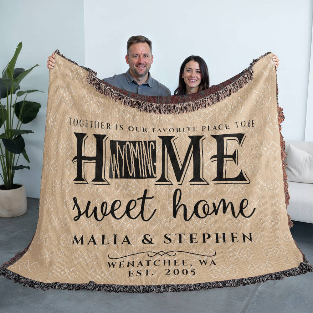 Personalized Washington State Woven Blanket – Custom Home Throw for Couples