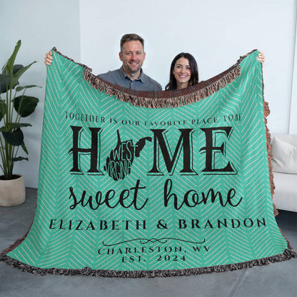 Personalized West Virginia State Woven Blanket – Custom Home Throw for Couples