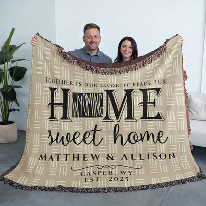 Personalized Wyoming State Woven Blanket – Custom Throw for Couples