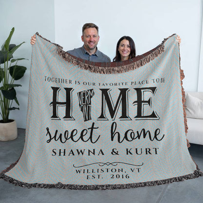 Personalized Vermont State Woven Blanket – Custom Gift for Couples