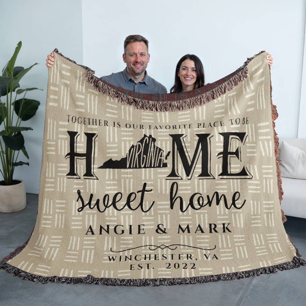 Personalized Virginia State Woven Blanket – Custom Home Throw for Couples