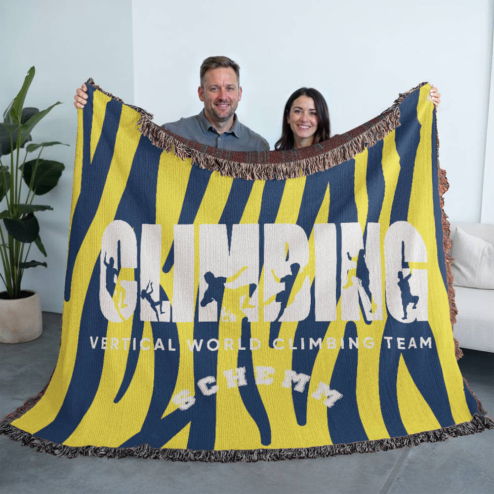 Personalized Climbing Woven Blanket Throw – Custom Rock Climber Gift
