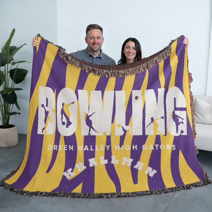 Personalized Bowling Woven Blanket Throw – Custom Bowler Gift