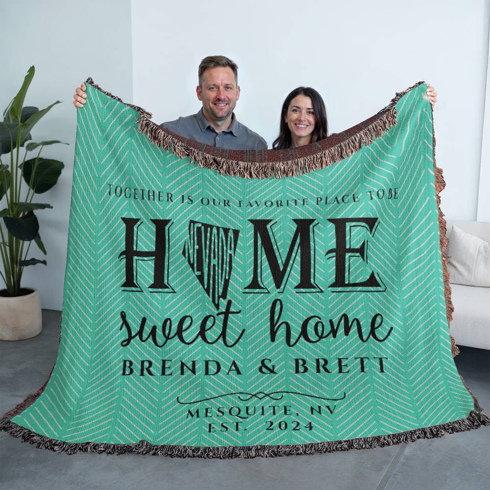 Personalized Nevada State Woven Blanket – Custom Home Gift for Couples