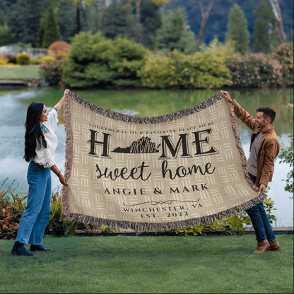 Personalized Virginia State Woven Blanket – Custom Home Throw for Couples