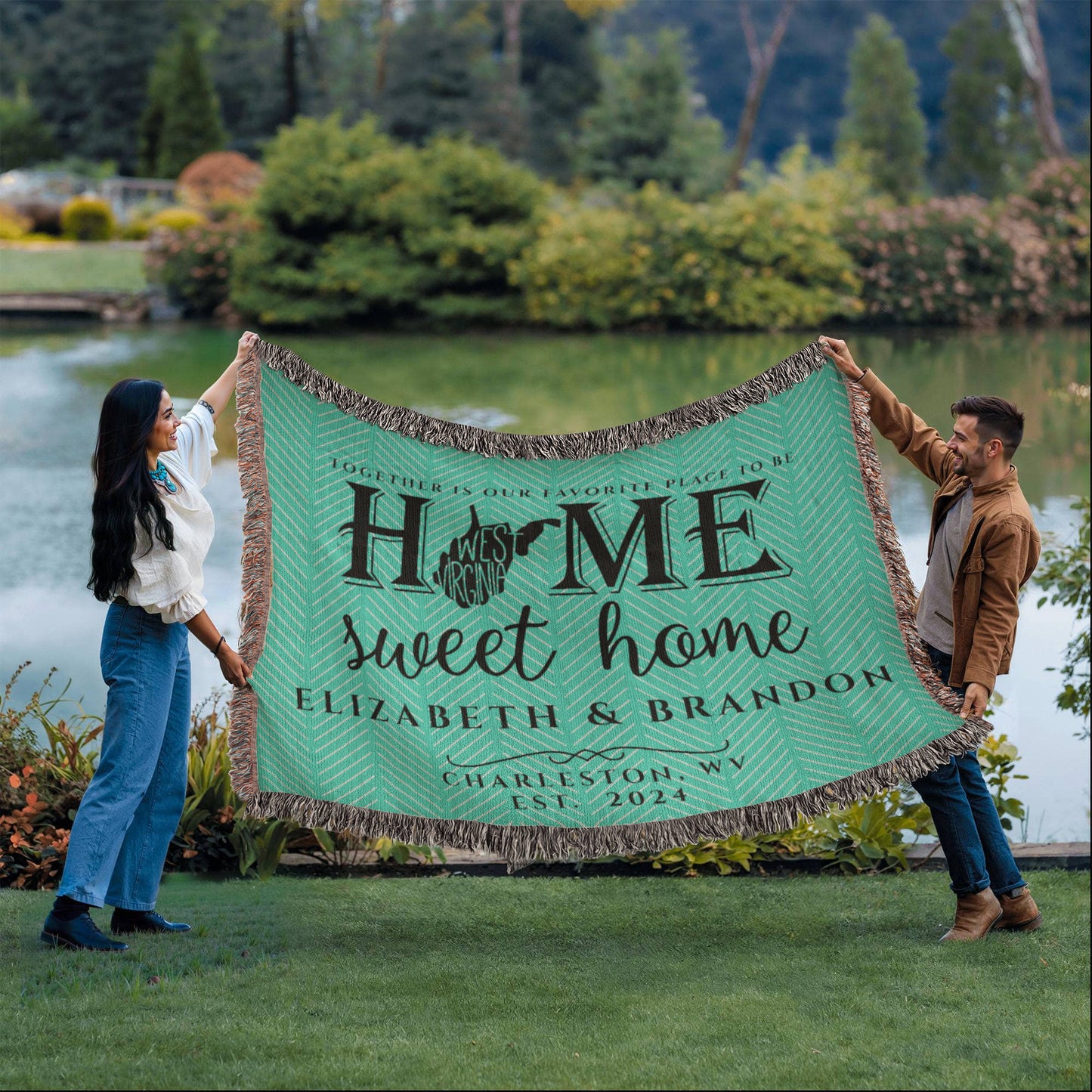 Personalized West Virginia State Woven Blanket – Custom Home Throw for Couples