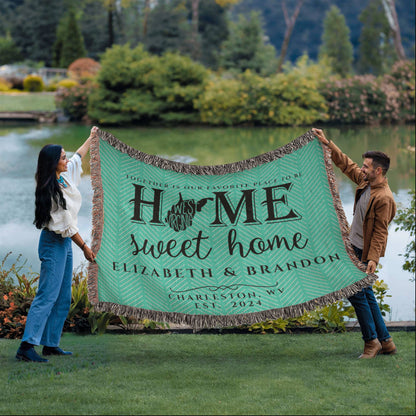Personalized West Virginia State Woven Blanket – Custom Home Throw for Couples