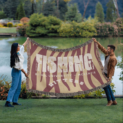Personalized Fishing Woven Blanket Throw – Custom Outdoor Fisherman Gift