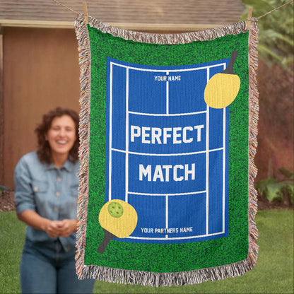 Personalized Pickleball Woven Blanket Couples Pickleball Gift Custom Throw